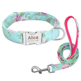 Laser Engraved Custom Dog Collar with Matching Leash