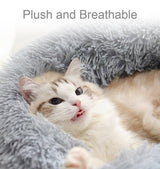 Plush Donut Pet Bed with Detachable Cover