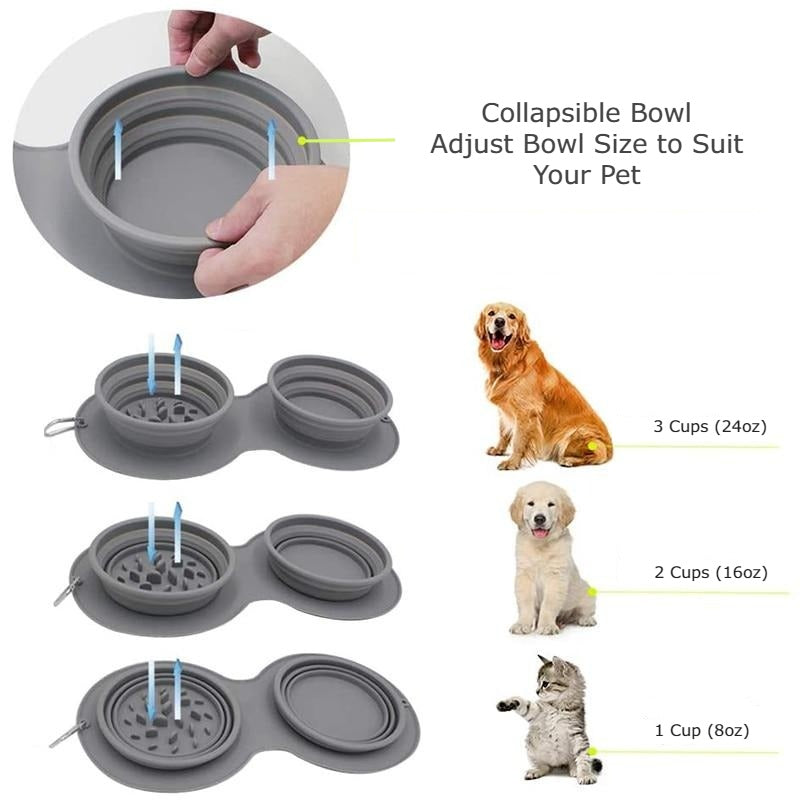 Benepaw Collapsible Pet Slow Feeder and Water Bowl