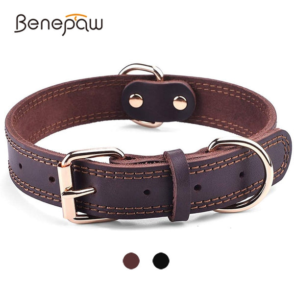 Benepaw Genuine Leather Vintage Dog Collar