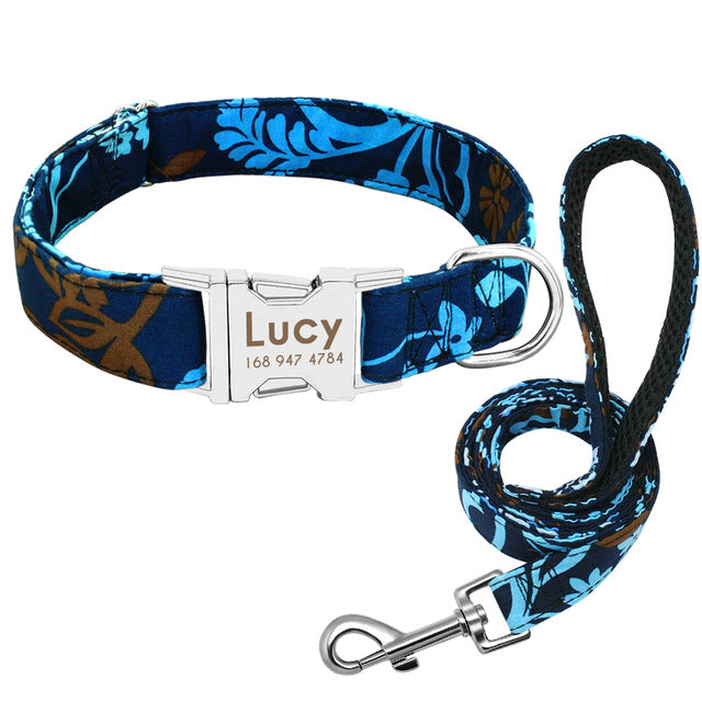 Laser Engraved Custom Dog Collar with Matching Leash