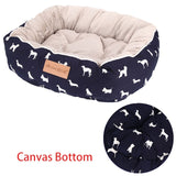 Cooby Dog Bed with Canvas Patterns and Fleece Cushion