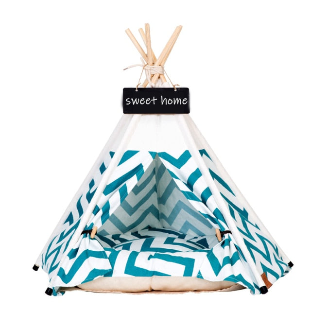 Pet Teepee with Cushion Base for Small to Medium Pets