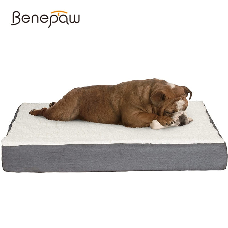 Benepaw Dog Bed with Washable Cover and High Base Memory Foam